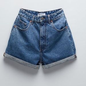 Zara mom fit denim shorts